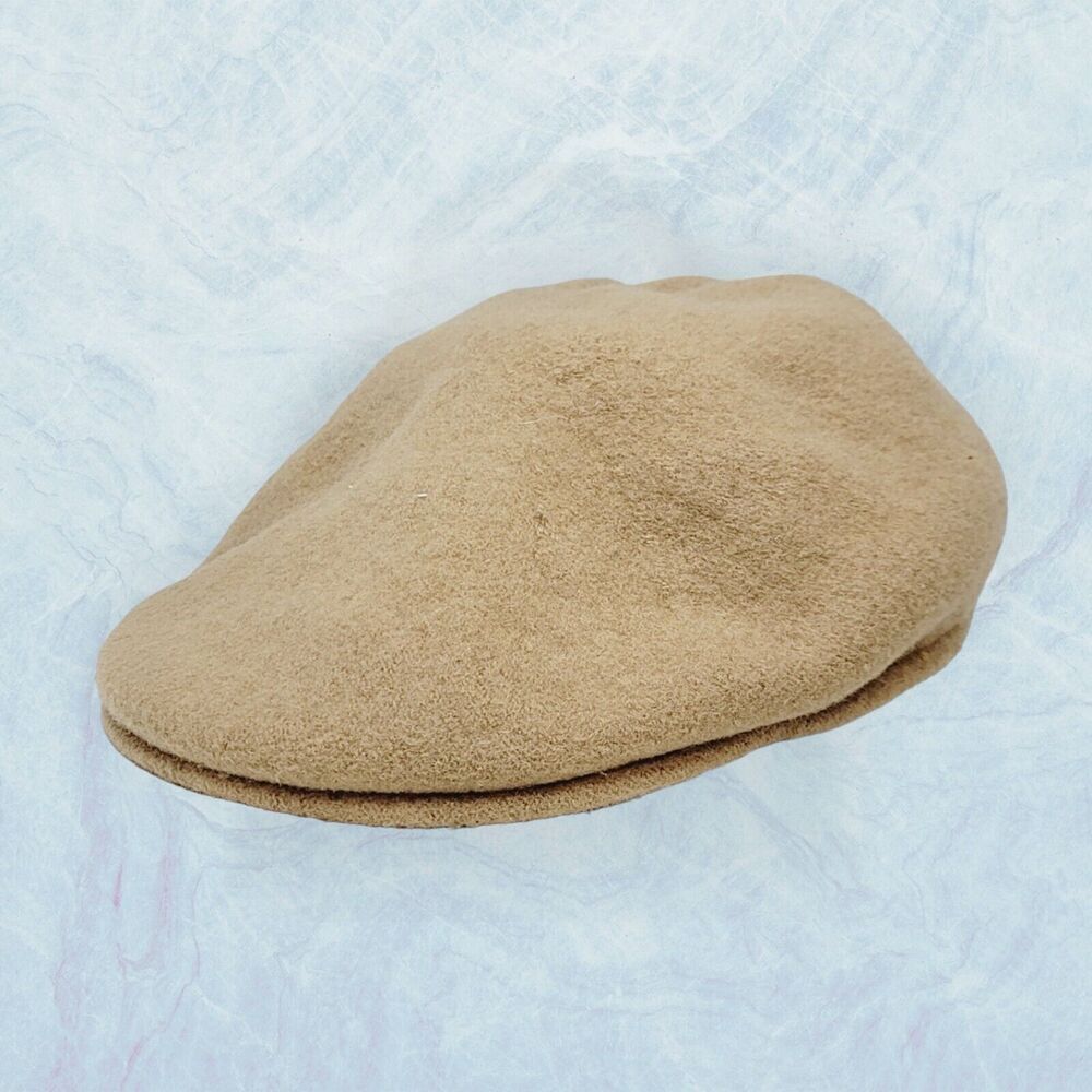 Vintage UBi Mens S M Beige Solid Tweed Wool Flat Cap Newsboy READ